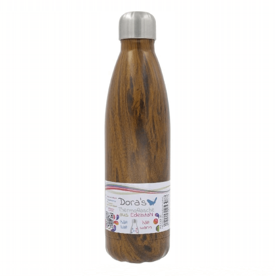 Edelstahl Thermoflasche Holz (500 ml) - DORAs 