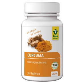Curcuma Tabletten (Bio) (mit Pfeffer/Piperin) (300 Stück) - Raab Vitalfood 
